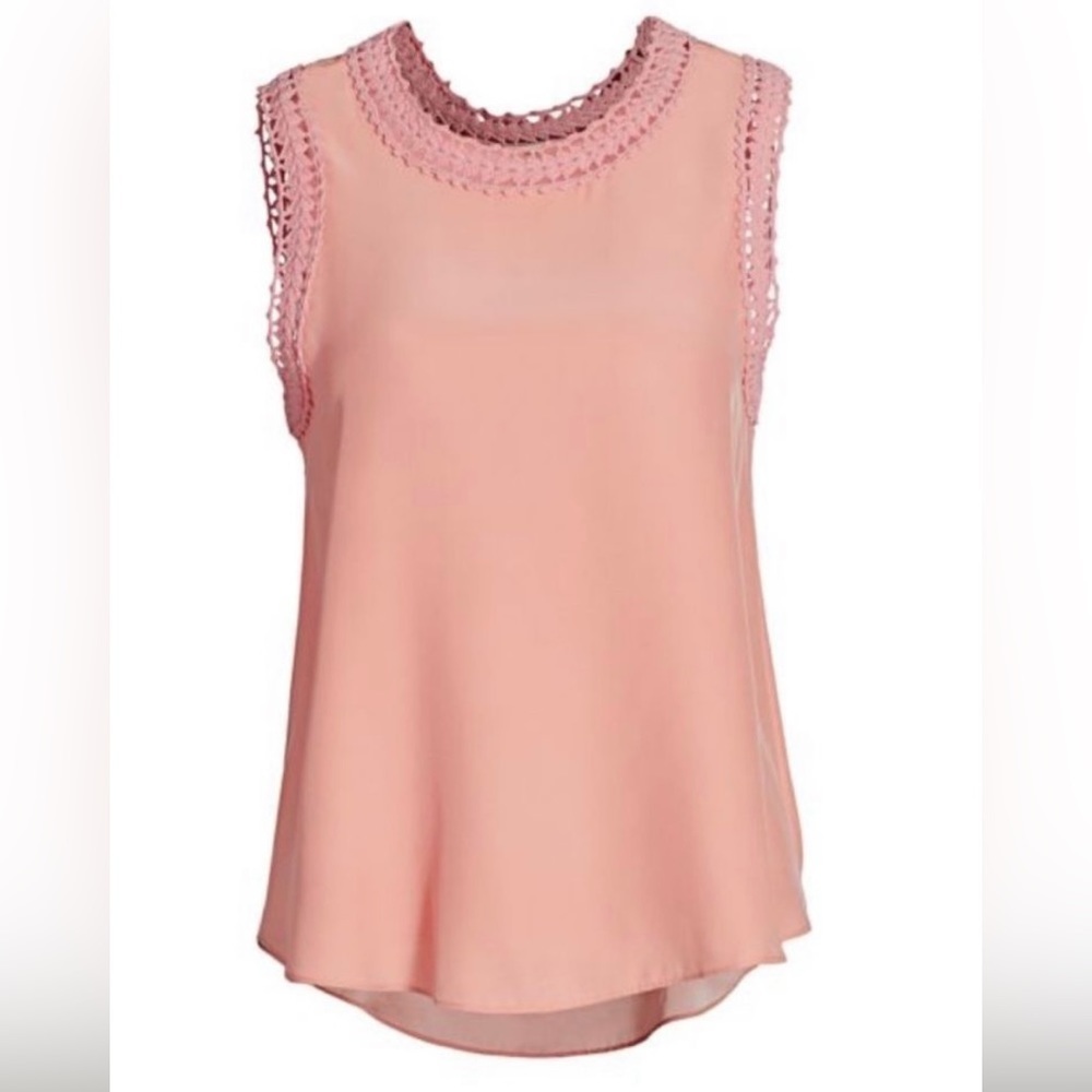 NWT Cinq à Sept Ellina Lace Trim Silk Tank Top, Size XXS